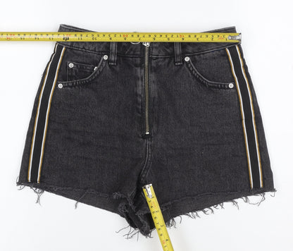 Topshop Women Black UK 6 Petite Mom Denim Stripe Shorts