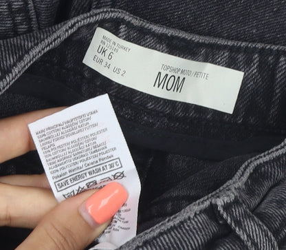Topshop Women Black UK 6 Petite Mom Denim Stripe Shorts