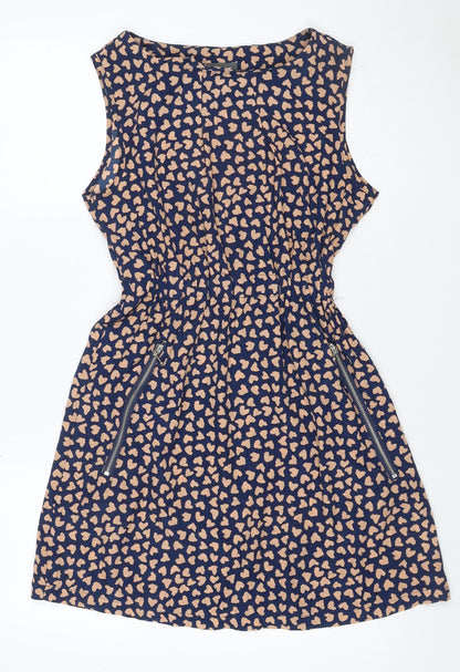 Apricot Women’s Blue Beige Leopard Print Ruched Bodycon Dress Size S