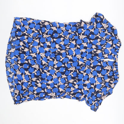 Boden Women Blue Floral Viscose Flutter Sleeve Keyhole Blouse UK 10