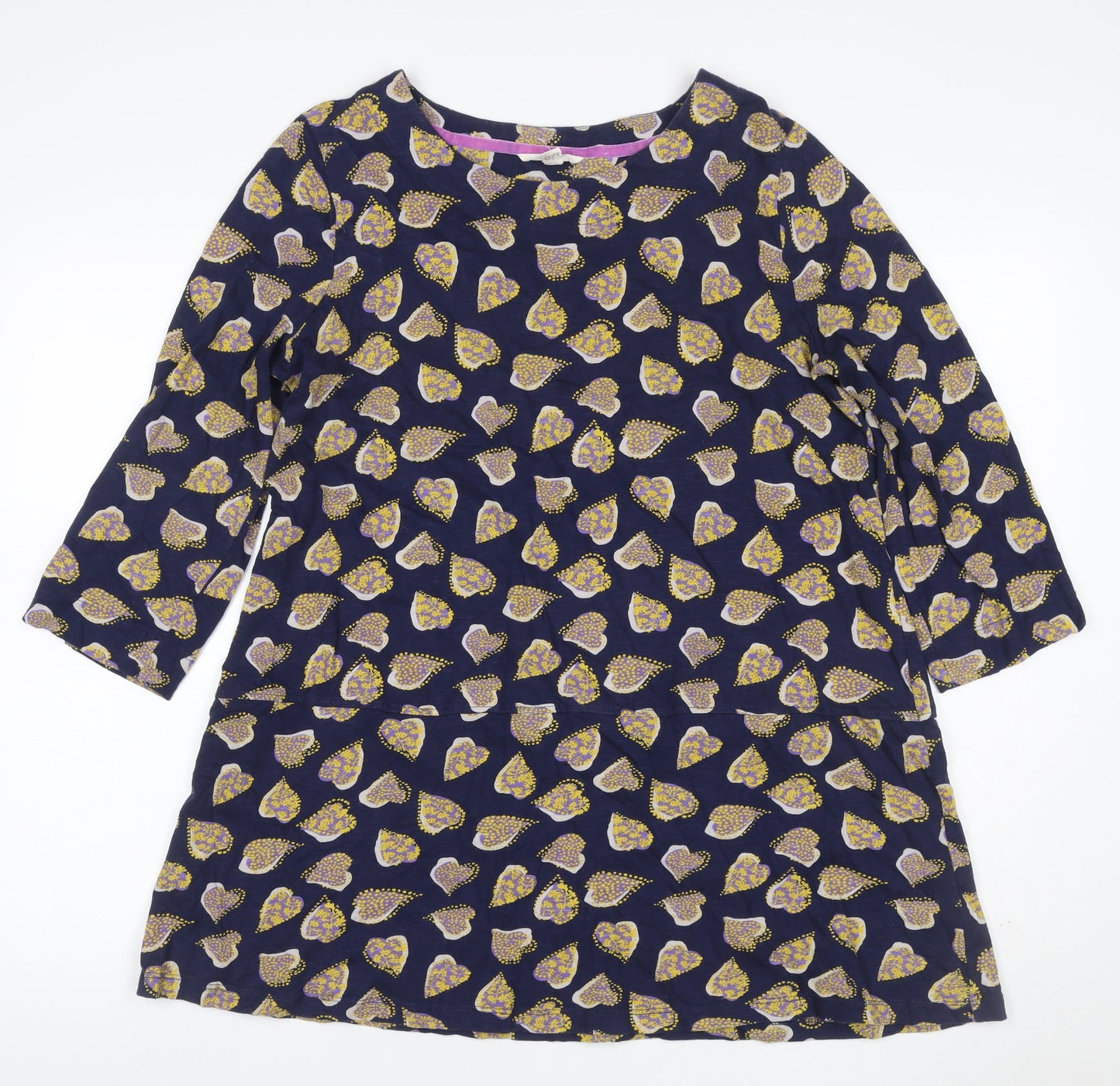 White Stuff Women’s Blue Floral A-Line Dress UK 16 3/4 Sleeve