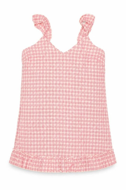 Marks and Spencer Women Pink Check Tie Strap Ruffle Shift Dress UK 8