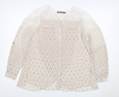 Mint Velvet Women Beige Animal Print V-Neck Blouse UK 10