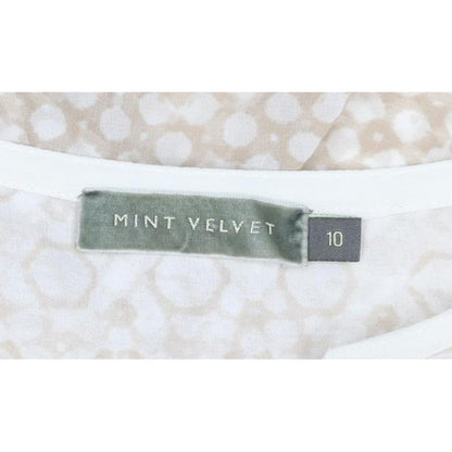 Mint Velvet Women Beige Animal Print V-Neck Blouse UK 10
