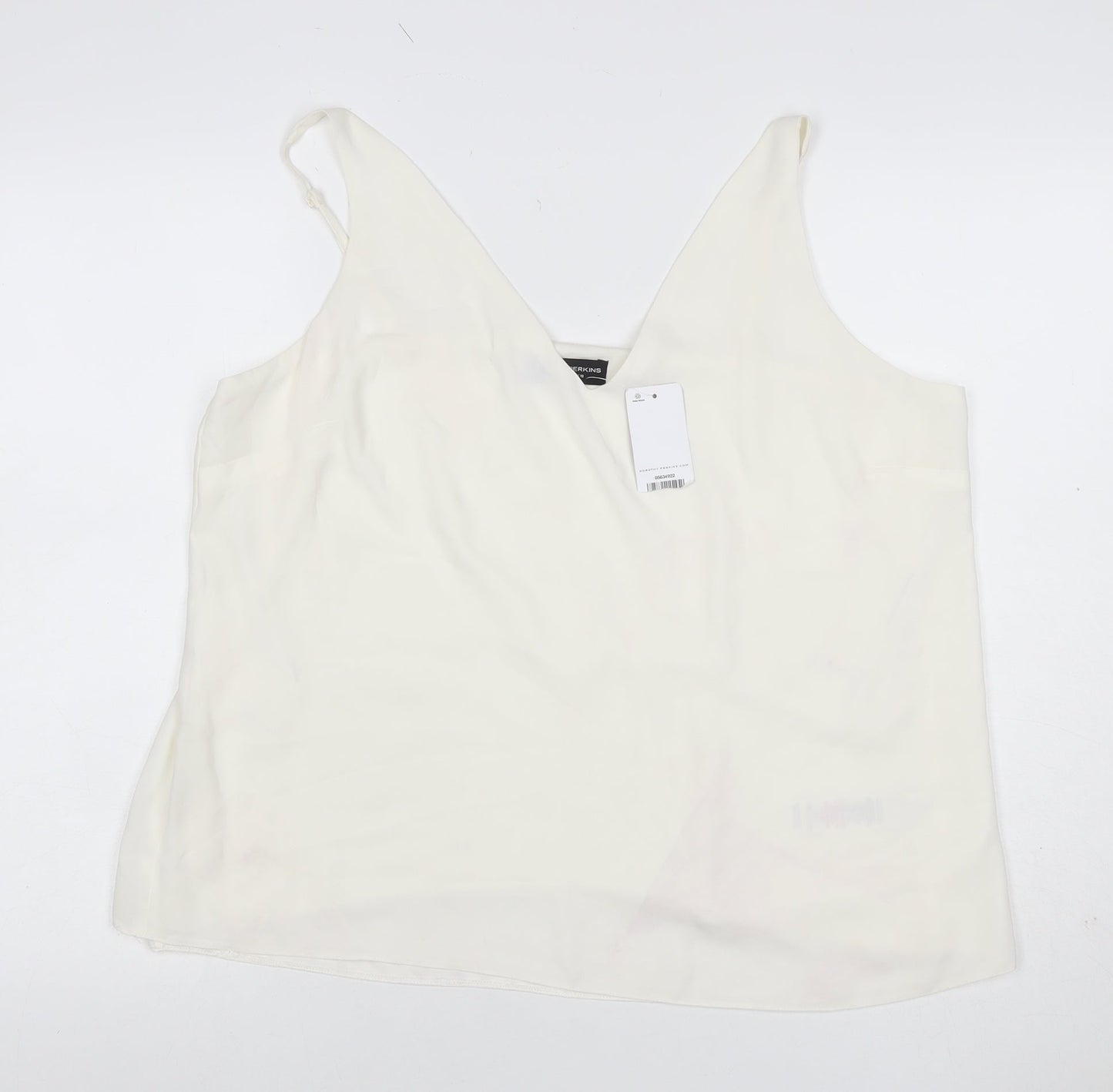 Dorothy Perkins Women Ivory Size 18 Camisole V-Neck Adjustable Strap Top