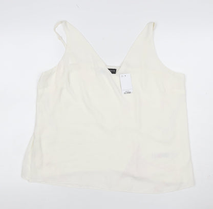 Dorothy Perkins Women Ivory Size 18 Camisole V-Neck Adjustable Strap Top