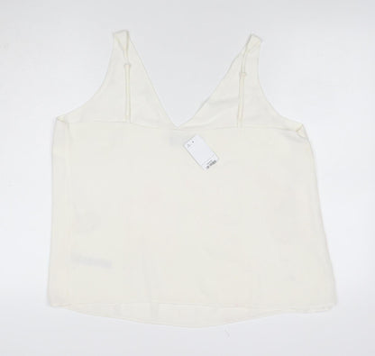 Dorothy Perkins Women Ivory Size 18 Camisole V-Neck Adjustable Strap Top
