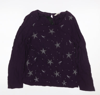 White Stuff Women’s Purple Embroidered Beaded Star Blouse UK 10