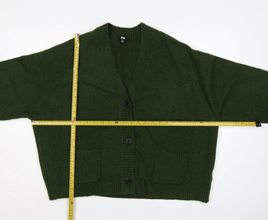 Uniqlo Women’s Green XL Wool Blend V-Neck Button Cardigan