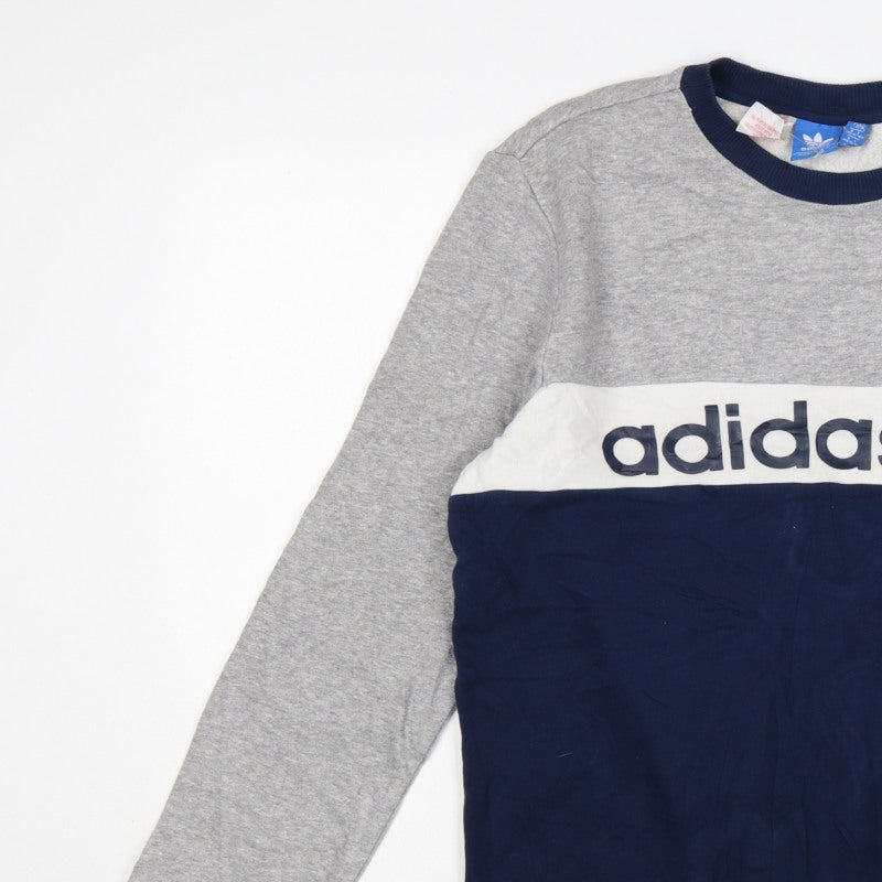 adidas Teens Grey XL Trefoil Logo Pullover Sweatshirt