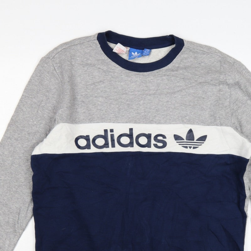 adidas Teens Grey XL Trefoil Logo Pullover Sweatshirt