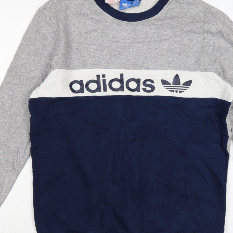 adidas Teens Grey XL Trefoil Logo Pullover Sweatshirt