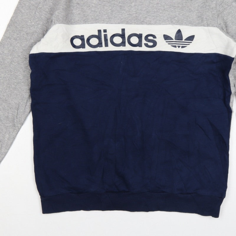 adidas Teens Grey XL Trefoil Logo Pullover Sweatshirt