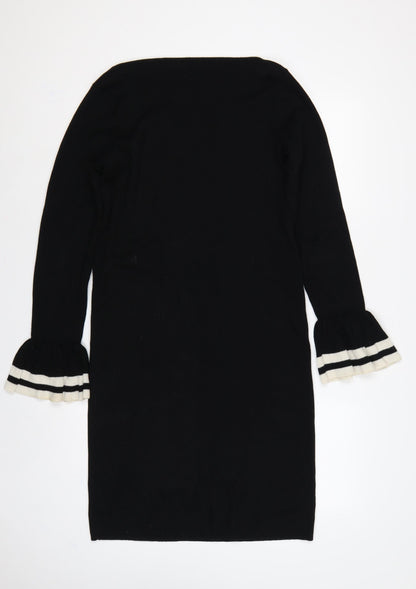 Lauren Ralph Lauren Women Black XL Midi Jumper Dress Bell Sleeve