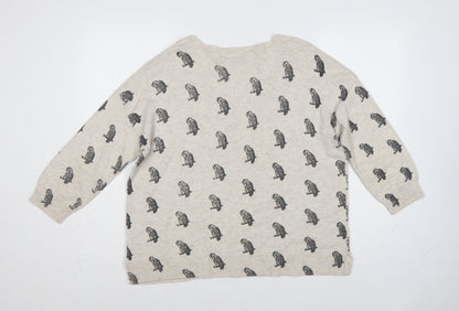 Dorothy Perkins Women’s Beige Size 20 Monkey Print Angora Knit Jumper
