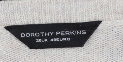 Dorothy Perkins Women’s Beige Size 20 Monkey Print Angora Knit Jumper