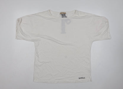 See by Chloé Women White UK 14 Relaxed Zip Graphic T-Shirt