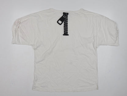 See by Chloé Women White UK 14 Relaxed Zip Graphic T-Shirt