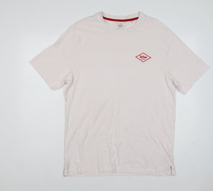 Lee Cooper Originals Men’s White XL Logo Crew Neck Cotton T-Shirt