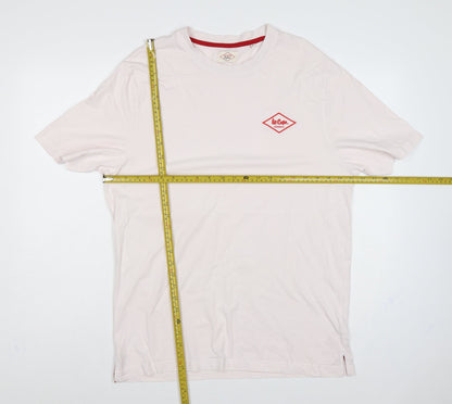Lee Cooper Originals Men’s White XL Logo Crew Neck Cotton T-Shirt