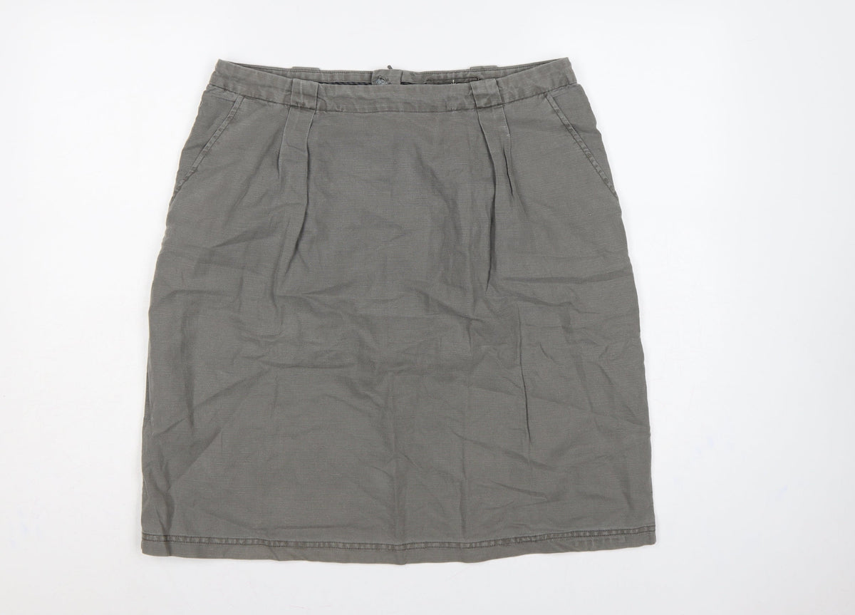 Seasalt Cornwall Women’s Grey UK 14 Linen Cotton Pencil Knee Skirt