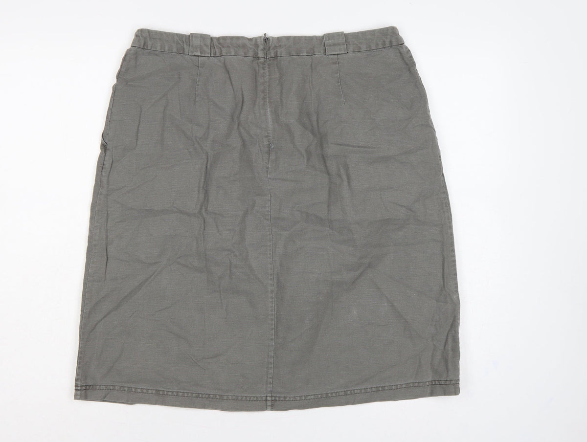 Seasalt Cornwall Women’s Grey UK 14 Linen Cotton Pencil Knee Skirt