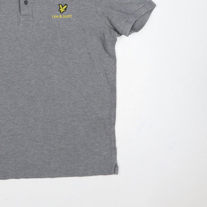 Lyle & Scott Mens Grey Logo Short Sleeve Polo Shirt Size L