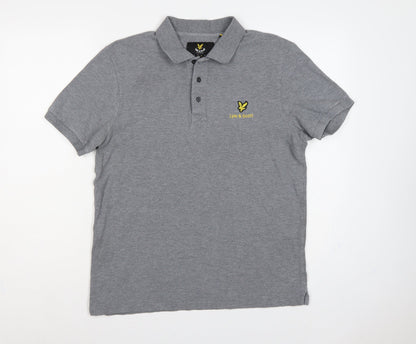 Lyle & Scott Mens Grey Logo Short Sleeve Polo Shirt Size L