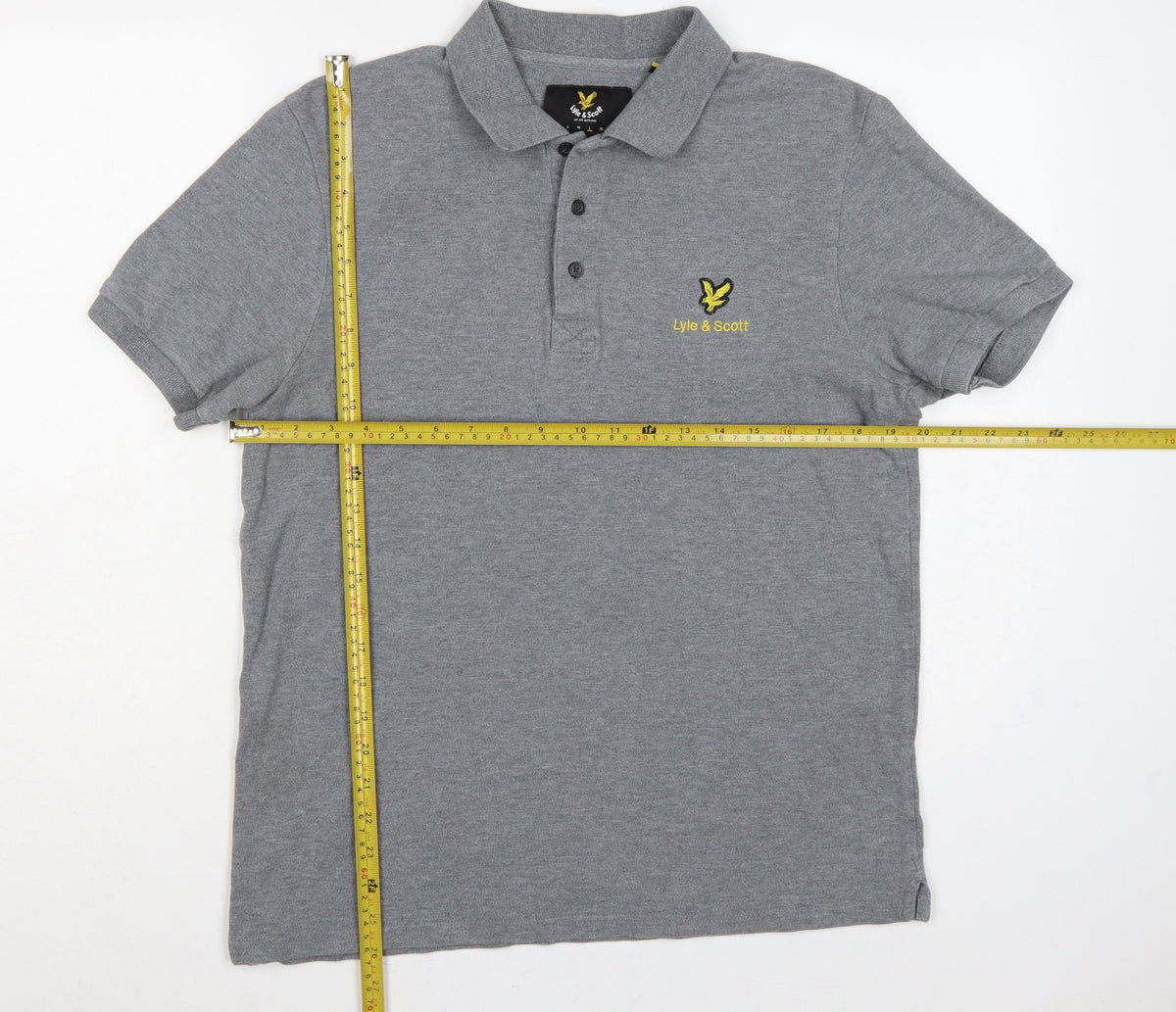 Lyle & Scott Mens Grey Logo Short Sleeve Polo Shirt Size L