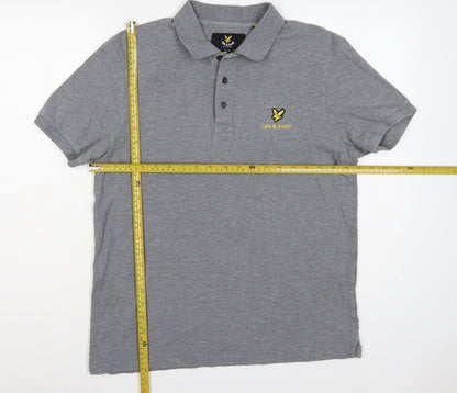 Lyle & Scott Mens Grey Logo Short Sleeve Polo Shirt Size L