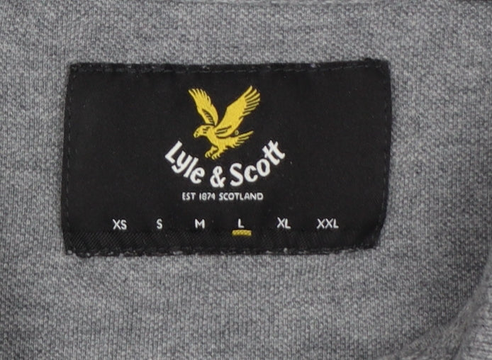 Lyle & Scott Mens Grey Logo Short Sleeve Polo Shirt Size L
