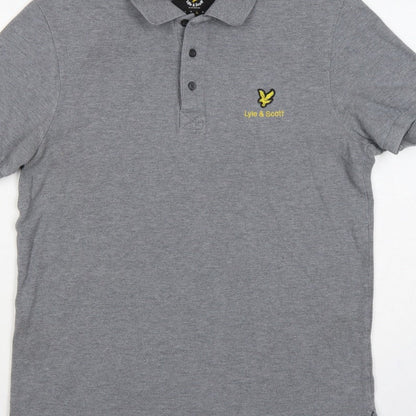 Lyle & Scott Mens Grey Logo Short Sleeve Polo Shirt Size L