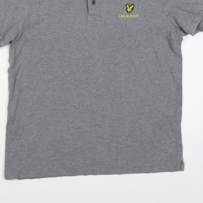 Lyle & Scott Mens Grey Logo Short Sleeve Polo Shirt Size L