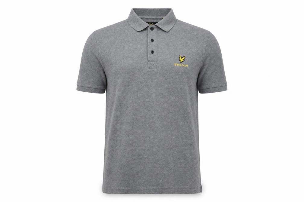 Lyle & Scott Mens Grey Logo Short Sleeve Polo Shirt Size L