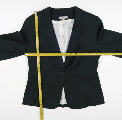 H&M Women Black UK 14 Tailored Single-Breasted Lined Blazer Jacket