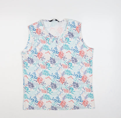 Isle Essentials Women Multicoloured Floral Cotton Tie Neck Tank Top UK 14