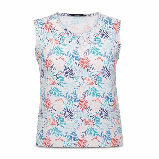 Isle Essentials Women Multicoloured Floral Cotton Tie Neck Tank Top UK 14