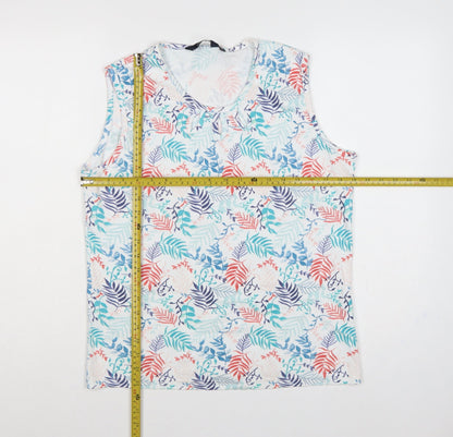 Isle Essentials Women Multicoloured Floral Cotton Tie Neck Tank Top UK 14