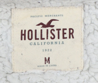 Hollister Men Black M Full Zip Sherpa Lined Logo Hoodie