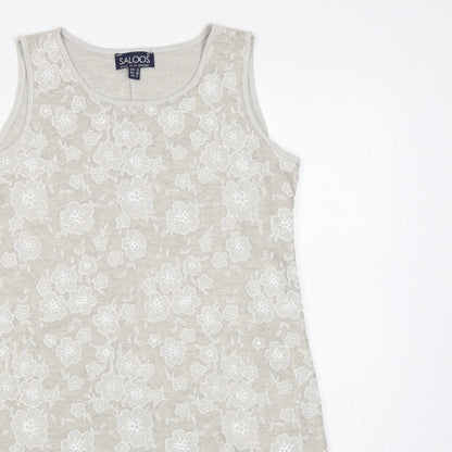 Saloos Women Ivory Floral Lace Sleeveless Tank Top UK 12