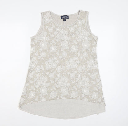 Saloos Women Ivory Floral Lace Sleeveless Tank Top UK 12