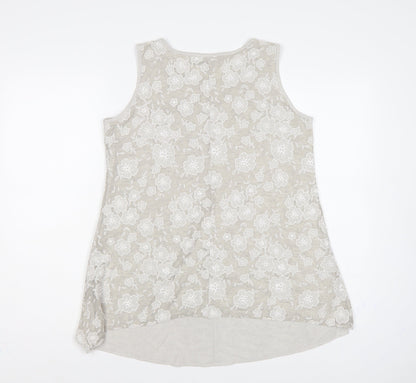 Saloos Women Ivory Floral Lace Sleeveless Tank Top UK 12