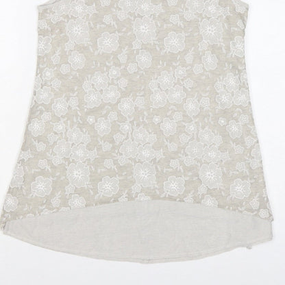 Saloos Women Ivory Floral Lace Sleeveless Tank Top UK 12