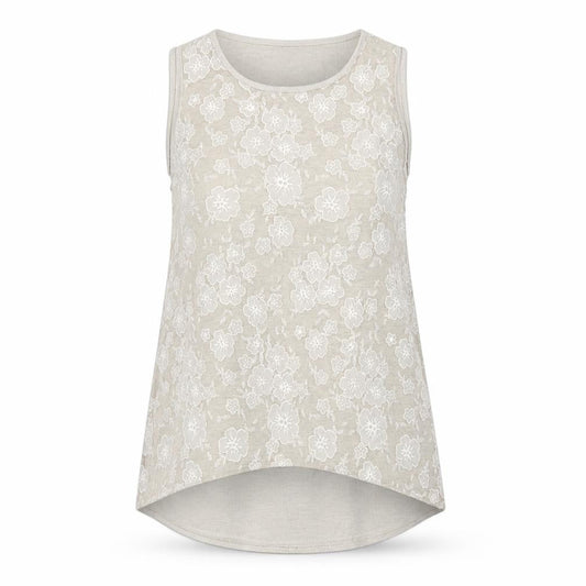 Saloos Women Ivory Floral Lace Sleeveless Tank Top UK 12