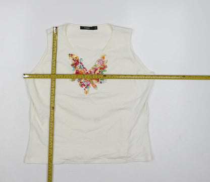 Verse Women’s Ivory UK 14 Beaded Sequin V-Neck Tank Top