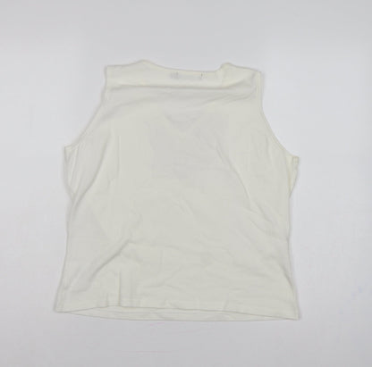Verse Women’s Ivory UK 14 Beaded Sequin V-Neck Tank Top