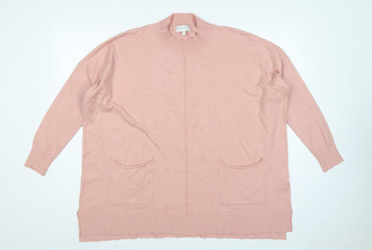 Apricot Women Pink UK 16 Tunic Pullover Mock Neck Knit Jumper Pockets