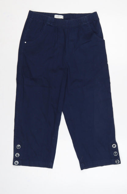 Signature Experience Women Blue M Capri Cotton Stretch Trousers