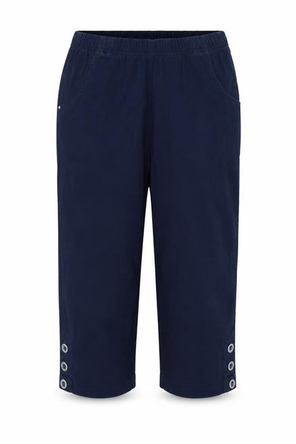 Signature Experience Women Blue M Capri Cotton Stretch Trousers