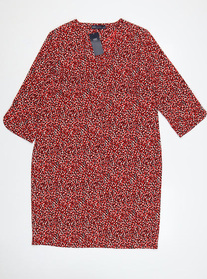 Marks & Spencer Women Red Geometric Print Size 12 Sheath Midi Dress
